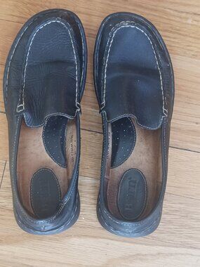 Black Leather Born slip-on Loafers
